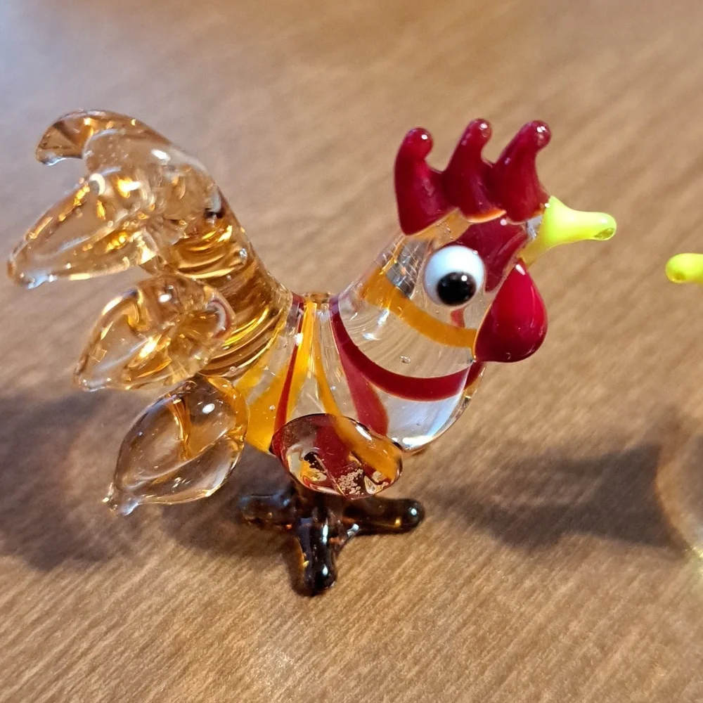 Colorful Glass Rooster Figurines for Bird Lovers